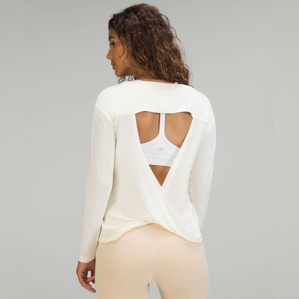Lululemon Modal-Blend Open-Back Long Sleeve Shirt, Lemon Sorbet Medium